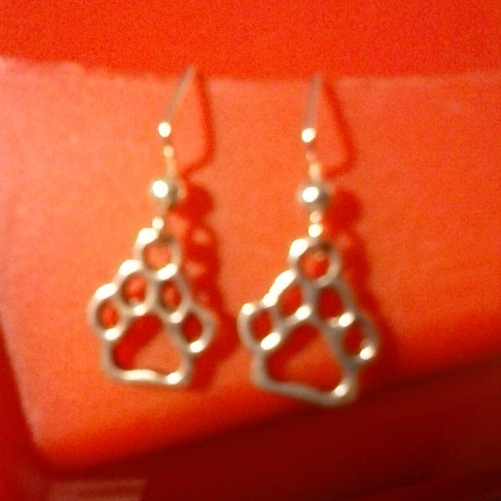 NWT  Earrings Silver Plated Charming Paw Charms